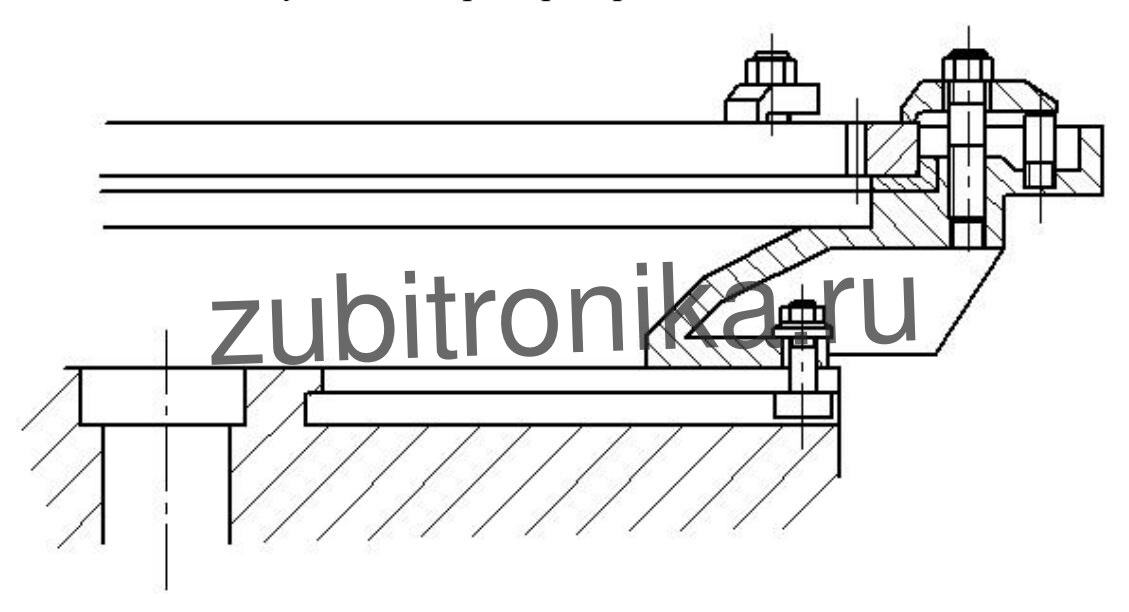 Зубодолбежный станок 5М161 ПОРЯДОК РАБОТЫ НА СТАНКЕ - Схема крепления изделия большого диаметра прихватами
